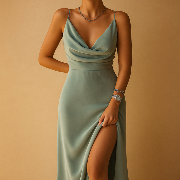 Women maxi dress ankle length | V-neck flowing fit design