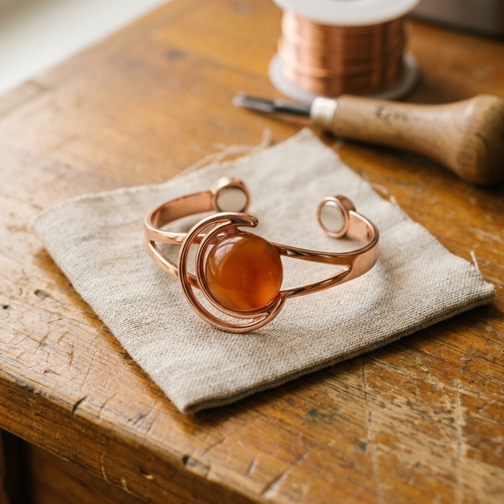 Amelia's Sphere Orange Copper Bracelet
