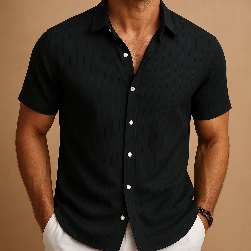 Men short sleeve shirt slim fit | Button front design