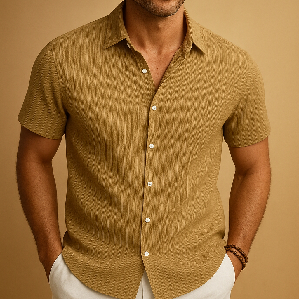 Men short sleeve shirt slim fit | Button front design