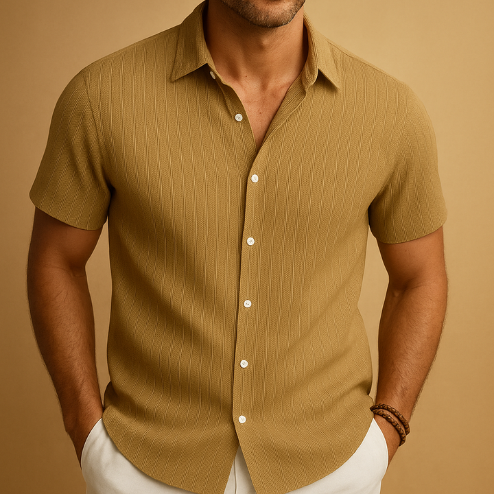 Men short sleeve shirt slim fit | Button front design